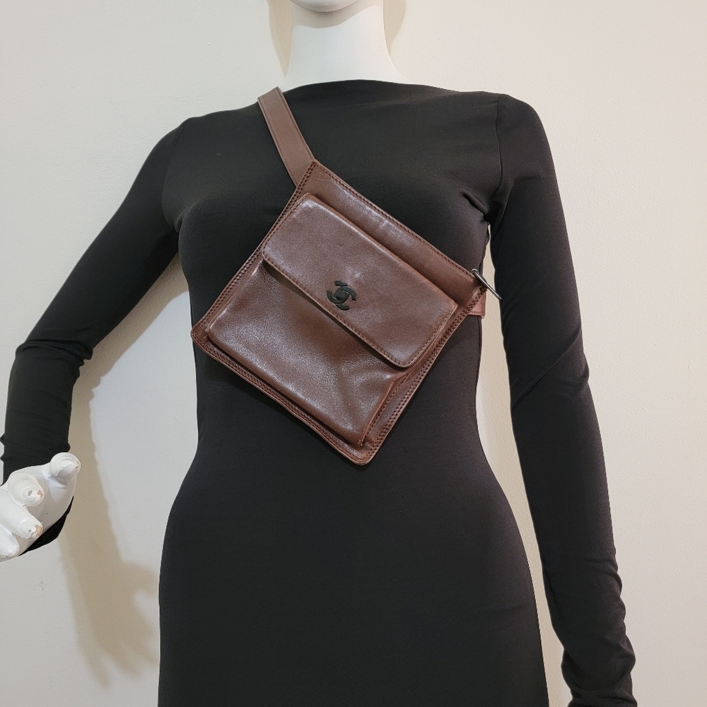Chanel Brown Leather Waist CC Belt Bag